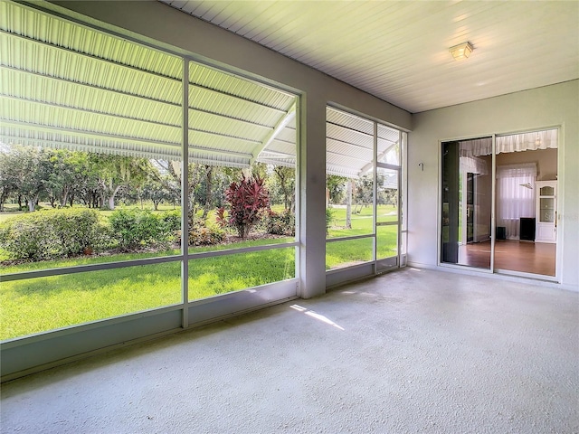 view of unfurnished sunroom