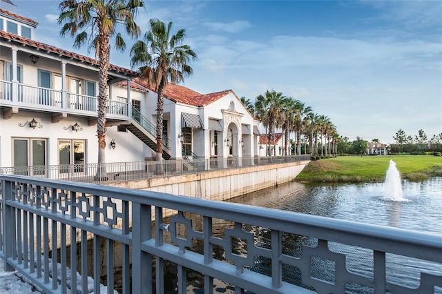 balcony with a water view