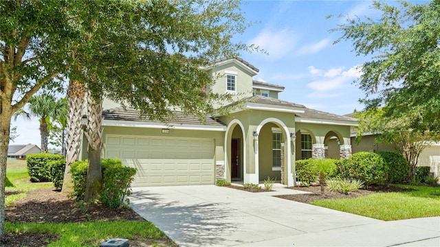 view of front of house with a garage