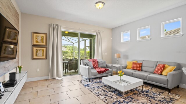 view of tiled living room