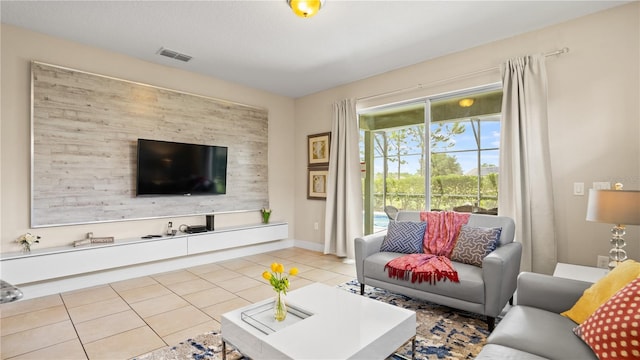 view of tiled living room