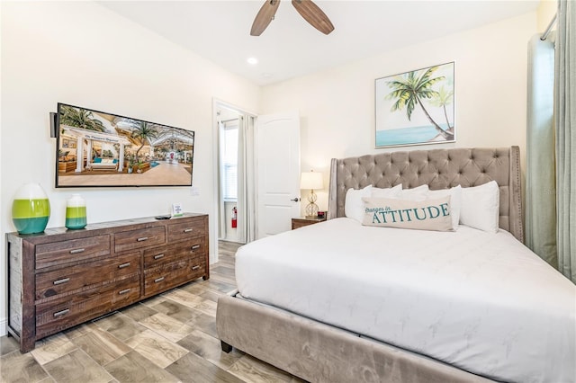 bedroom featuring ceiling fan