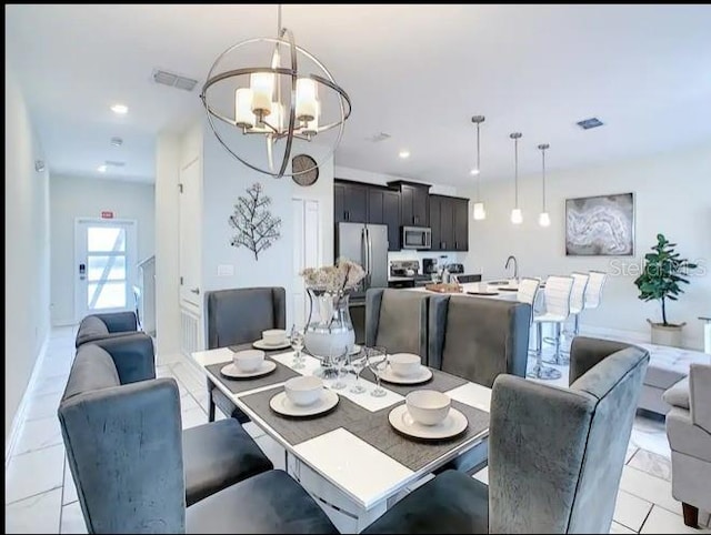 dining room with an inviting chandelier