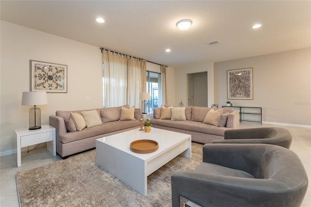 view of tiled living room