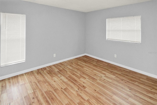 empty room featuring a wealth of natural light and light hardwood / wood-style flooring