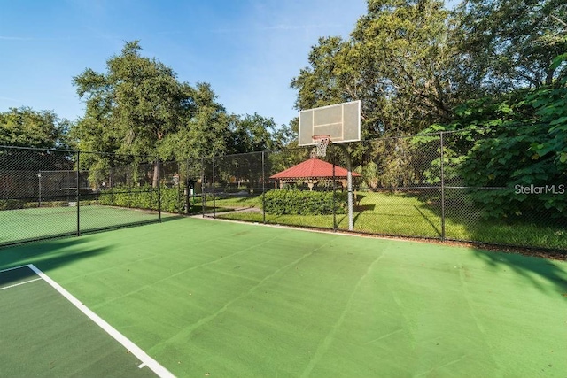 view of basketball court featuring a gazebo