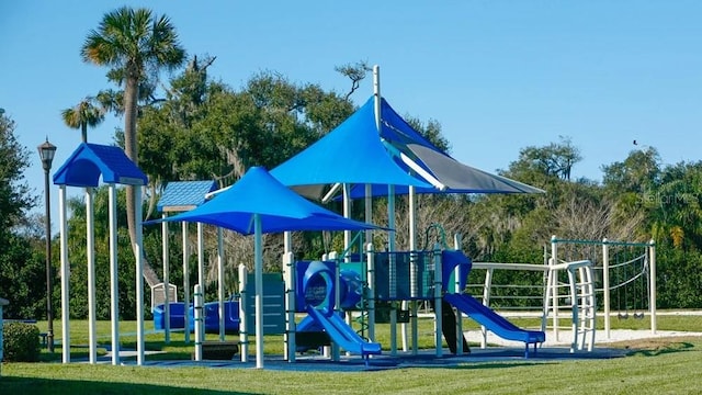 view of play area featuring a yard