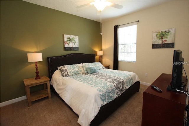 bedroom with carpet and ceiling fan