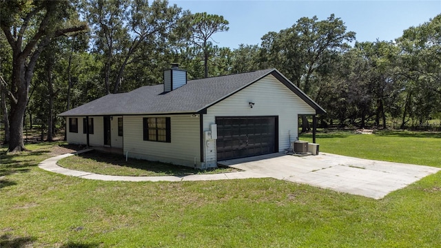 garage with a yard