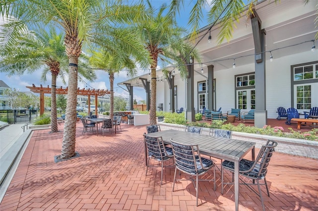 view of patio / terrace featuring a pergola