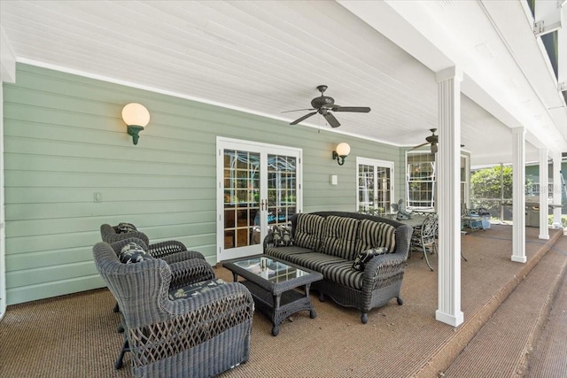 view of patio / terrace featuring an outdoor hangout area and ceiling fan