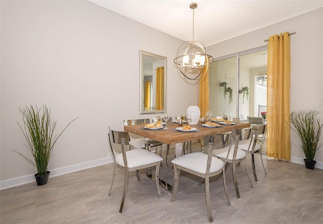 dining room with an inviting chandelier