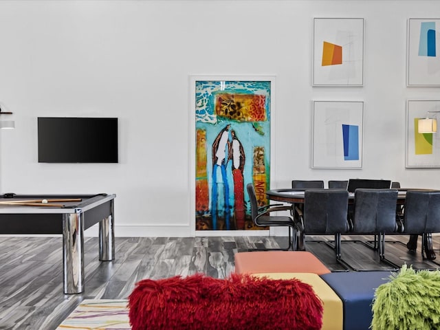 living room featuring dark hardwood / wood-style floors