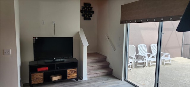 living room with light hardwood / wood-style floors