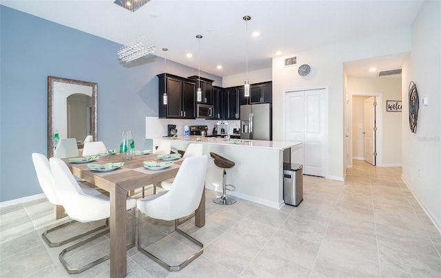 view of tiled dining area