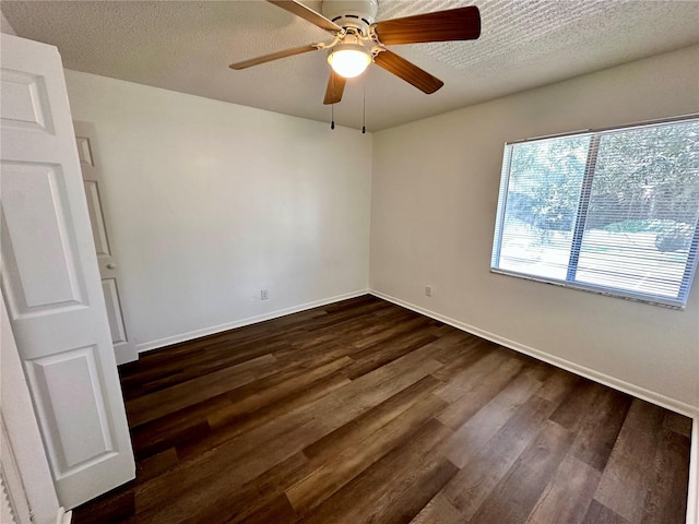 unfurnished room featuring ceiling fan, a textured ceiling, and hardwood / wood-style floors