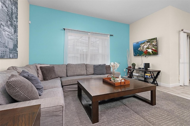 living room featuring light hardwood / wood-style floors