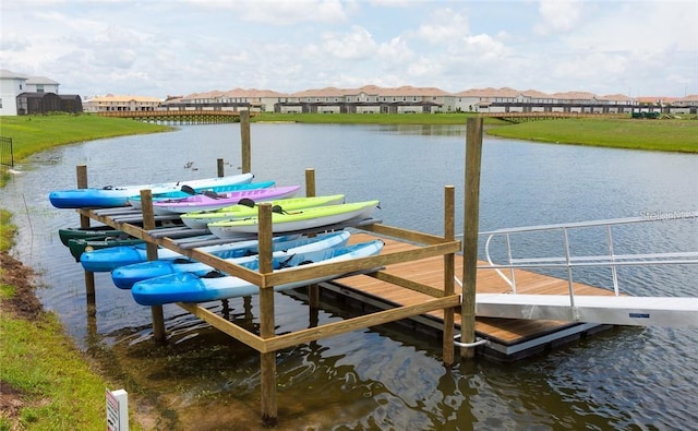 dock area featuring a water view