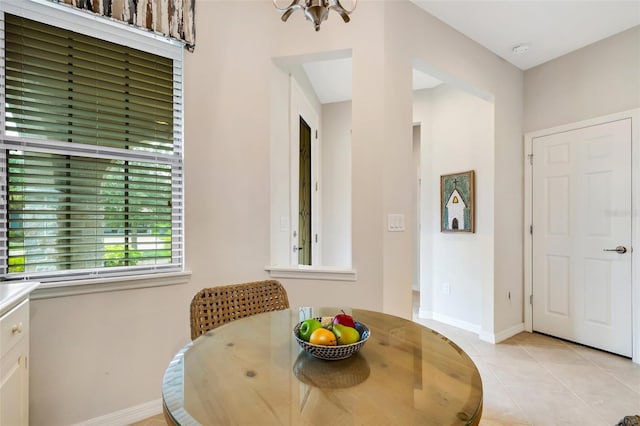 view of tiled dining area