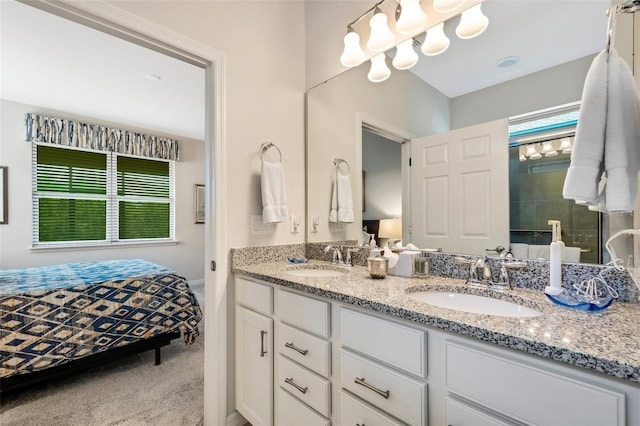 bathroom with double sink and oversized vanity