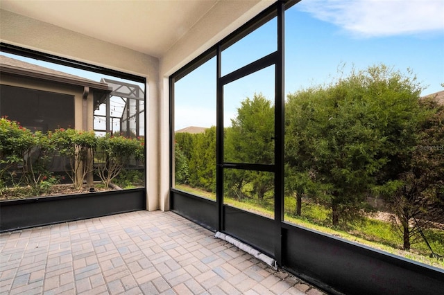 view of unfurnished sunroom