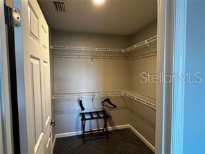 spacious closet featuring visible vents