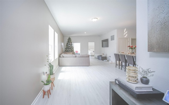 living room with hardwood / wood-style flooring