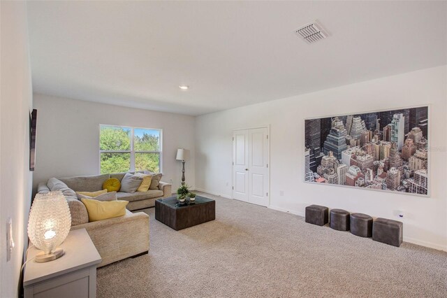 living room with carpet flooring