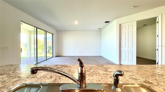 kitchen featuring sink and carpet flooring