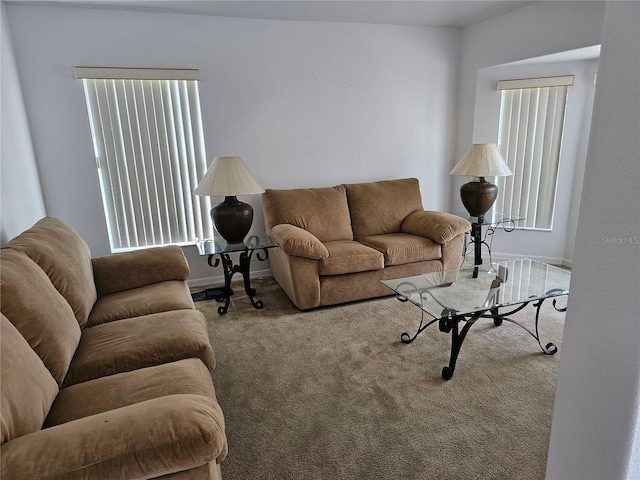 living room with carpet floors