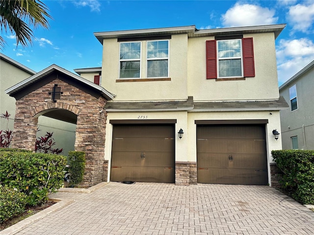 view of front of house with a garage