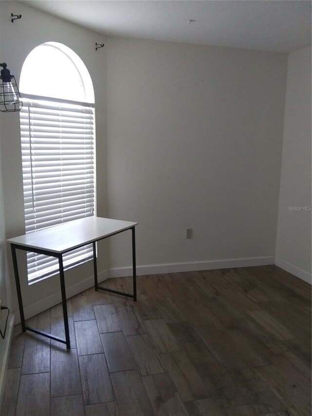 spare room featuring dark wood-type flooring