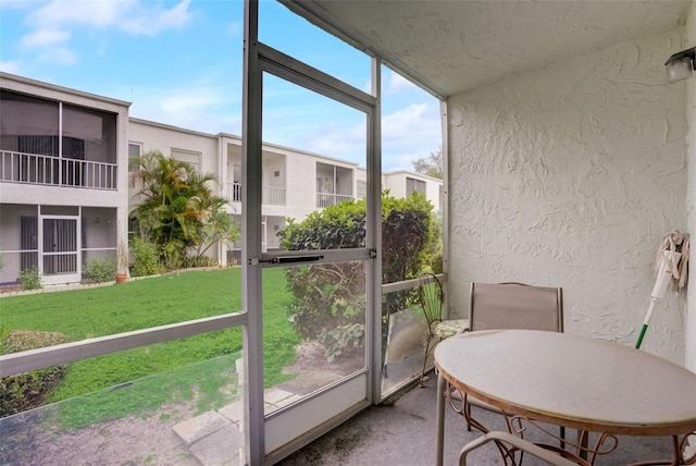 view of unfurnished sunroom