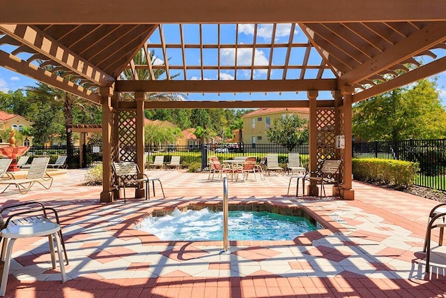 view of pool with a pergola, a gazebo, and a community hot tub