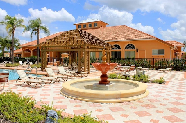 exterior space featuring a gazebo and a patio area