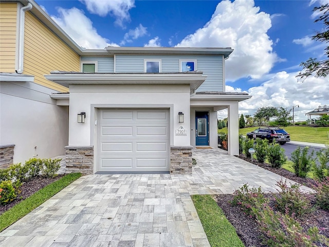 view of front of house with a garage