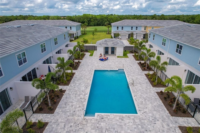 view of pool featuring a patio