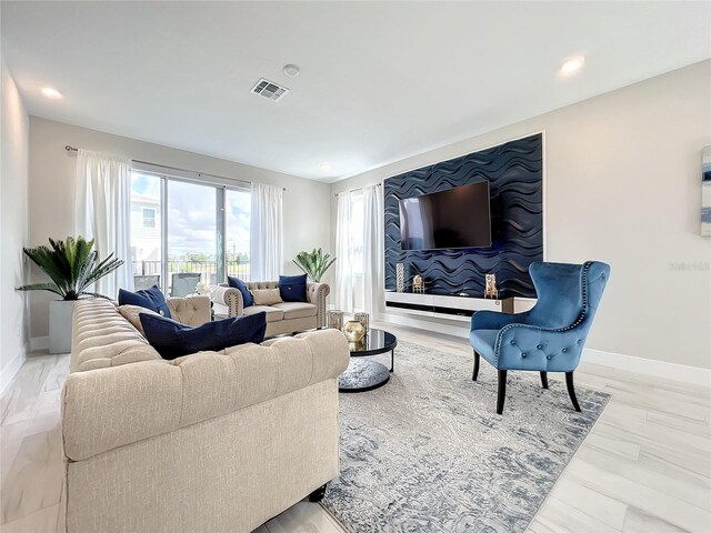 living room featuring light hardwood / wood-style flooring