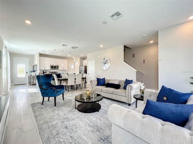 view of tiled living room