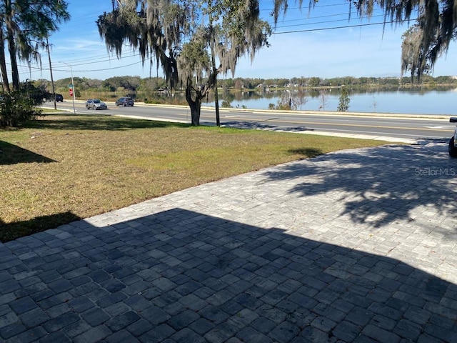 exterior space featuring a water view