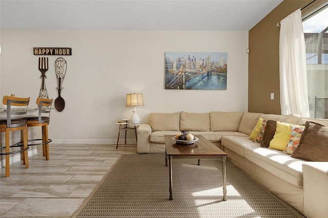 living room featuring light wood-type flooring