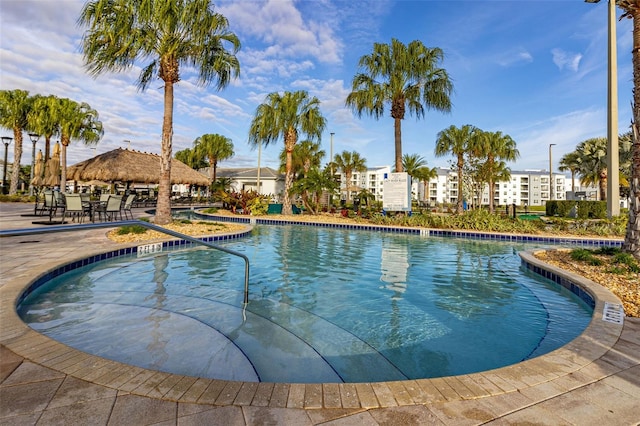 view of pool featuring a patio area