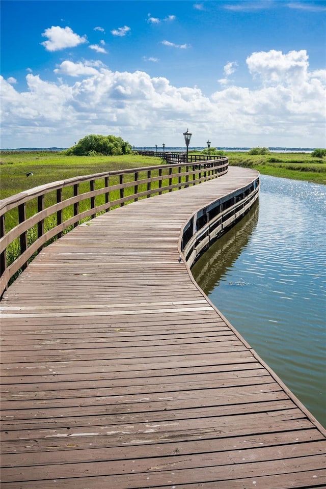 view of home's community with a water view