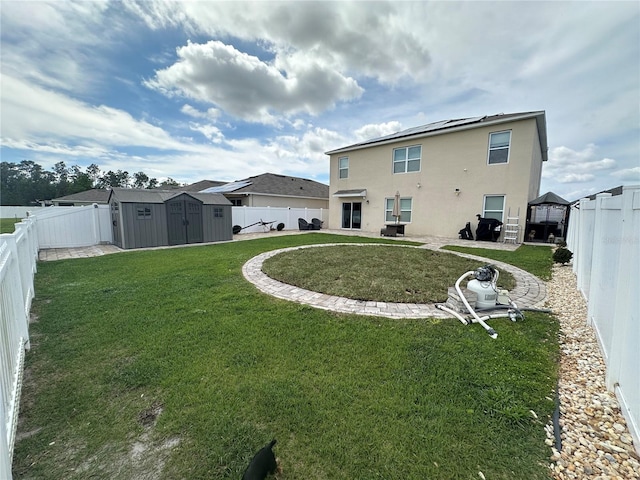 view of yard with a shed