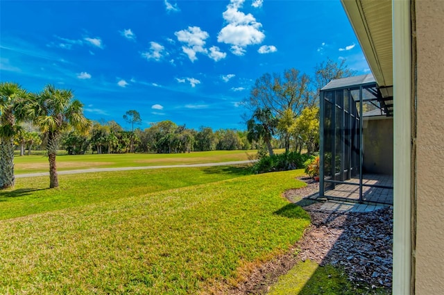 view of yard featuring a lanai