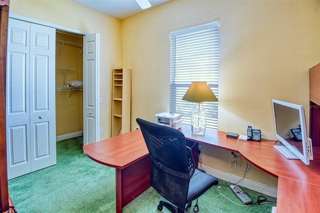 view of carpeted office space