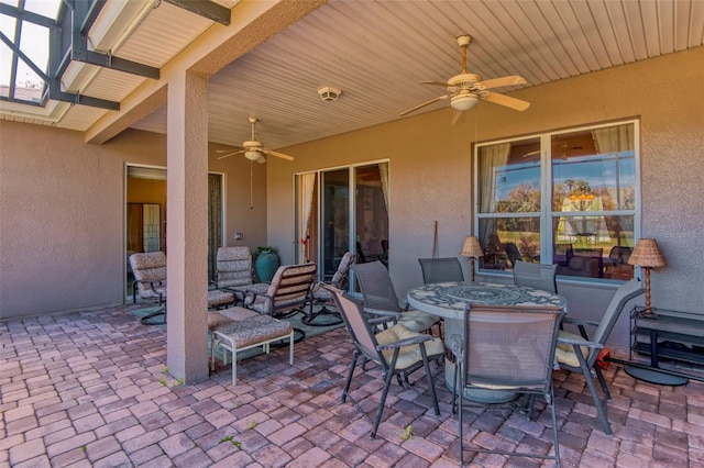 view of patio with ceiling fan