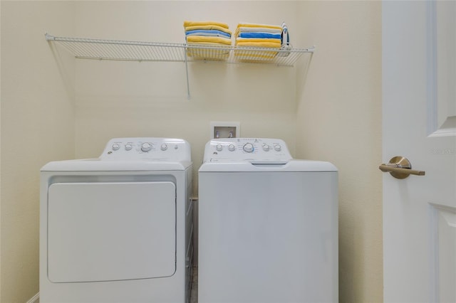 laundry room with washing machine and clothes dryer and hookup for a washing machine