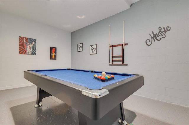 recreation room with billiards