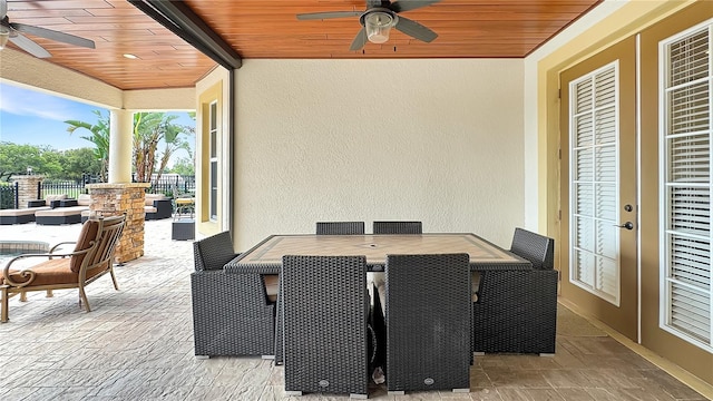 view of patio / terrace featuring ceiling fan